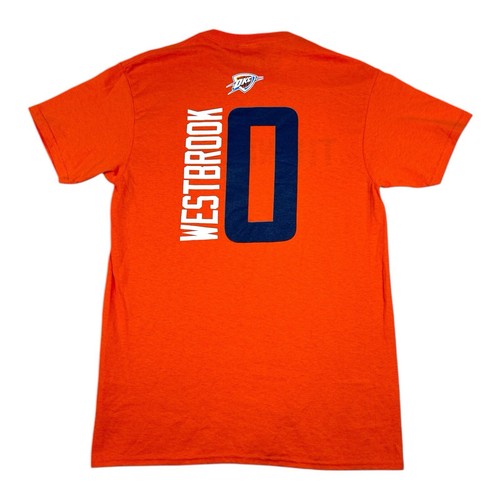 Majestic Russell Westbrook T Shirt Oklahoma City Thunder Mens Size Medium Orange - Picture 1 of 9