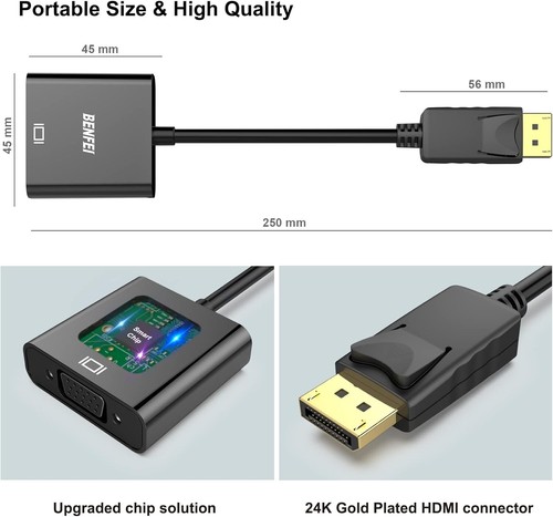 Reliable 10-Pack DisplayPort to VGA Adapters with Latch Design - 1080P Quality - Picture 8 of 9