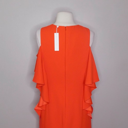 NWT!! TRINA TURK Torch Red Lambada Ruffled Cold Shoulder Dress Cocktail Size 4 - Picture 7 of 10