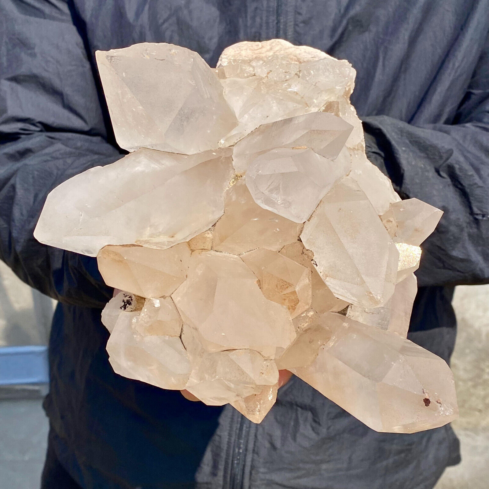 6.96LB A+++Large Natural white Crystal Himalayan quartz cluster /mineralsls