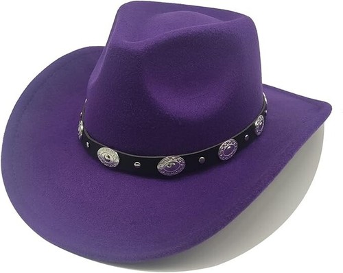 Western Cowboy, Cowgirl Hat, Silver Strap, Men Women Retro Wide Brim, Adjustable - Picture 69 of 71