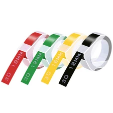 4PK 3D Embossing Tapes For DYMO Embossers Label 1/2" Red Green Yellow Black