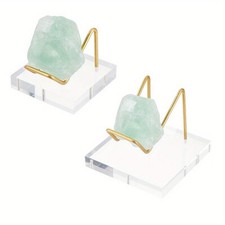1bag 2pcs Brass Mineral Display Easels with Clear Acrylic Base 1.9x2x1.5 inch