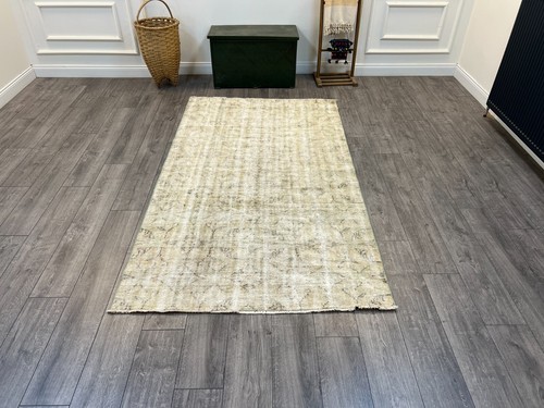 Gedeckter Vorleger, Handgeknüpfter Teppich, Antiker Teppich, Orientteppich, Wollteppich, 4,5 x 7,9 ft - Bild 5 von 10