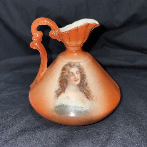 Antique Austria Porcelain Victorian Painted Portrait Vase 4.5"