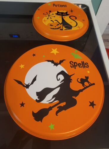 Electric Stove Top Range Round Halloween Decal Burn Covers Set 4 Cats, Ghost - Picture 3 of 11