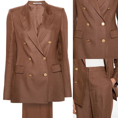 Dressy Women's Suit Peak Lapel Double Breasted Business Casual Pant Suits - Foto 1 di 8