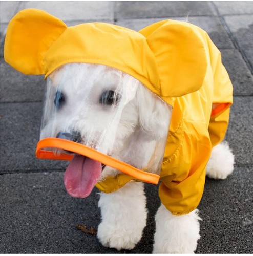 Cute Pet Dog Raincoat Waterproof Windproof Hoodie with Reflective Strip Jacket - Picture 3 of 8