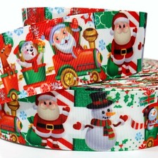 GROSGRAIN RIBBON 5/8", 7/8", 1.5", 3" Christmas Santa gifts Snowman Toy Train