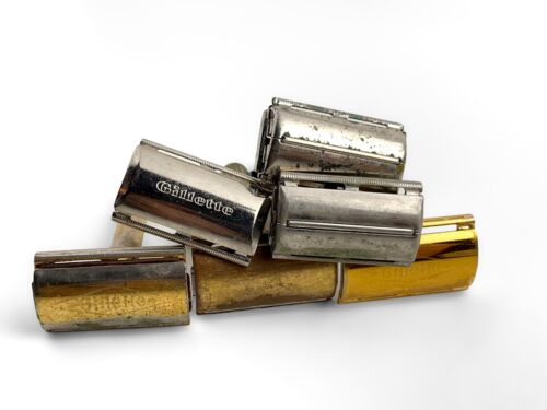 Vintage Gillette Safety Razor Gold GEM G-BAR Flip Top Razor Silver Lot Preowned - Picture 7 of 9