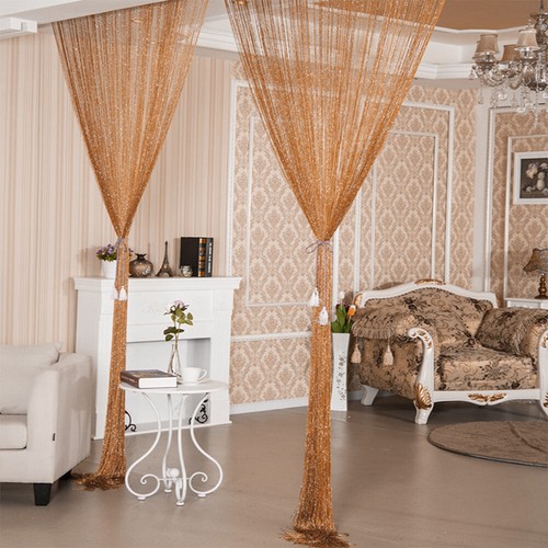 String Door Curtain Silver Ribbon Doorway Room Divider Window Panel Tassel Decor - Picture 38 of 45