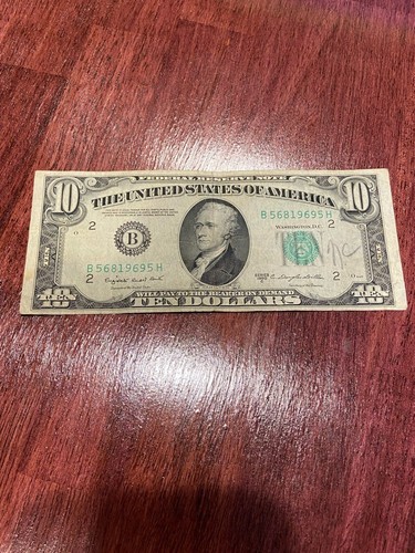 1950C $10 Dollar Federal Reserve Note SN B56819695H O446 - Picture 1 of 4
