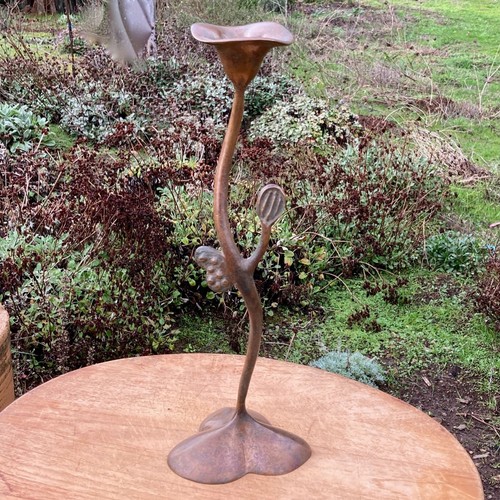 MvS Studio NZ Bronze Candlestick Lily Candle Holder 14 3/4" - Picture 2 of 11
