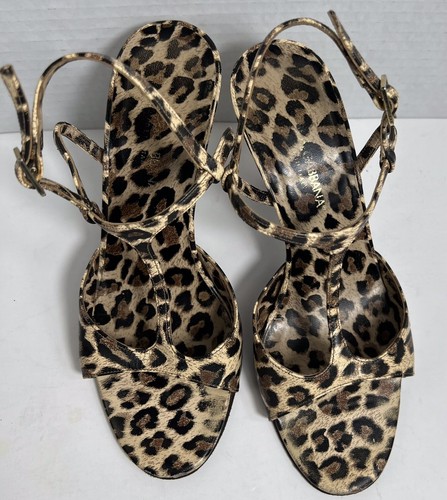 Dolce & Gabbana Womens Leather Leopard Print T-Strap Sandals EU 36/US6 Y2K Heels - Picture 3 of 19