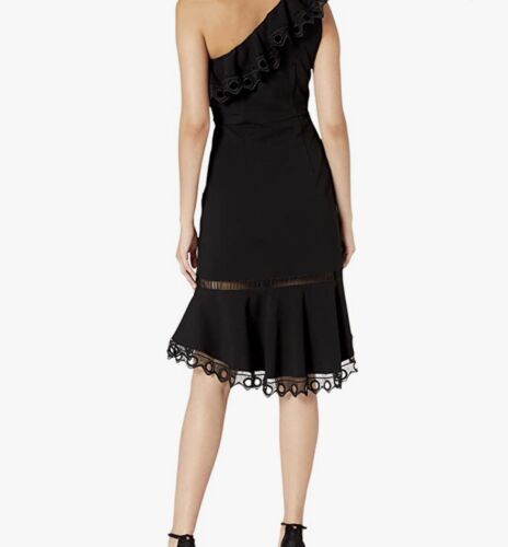Nanette Lepore NWT Women’s Size 2 One Shoulder Knit Dress High Low Flounce Hem - Picture 2 of 10