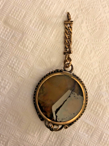 Antique Victorian Double Sided Agate Gold Tone Pocket Watch FOB - Picture 4 of 4