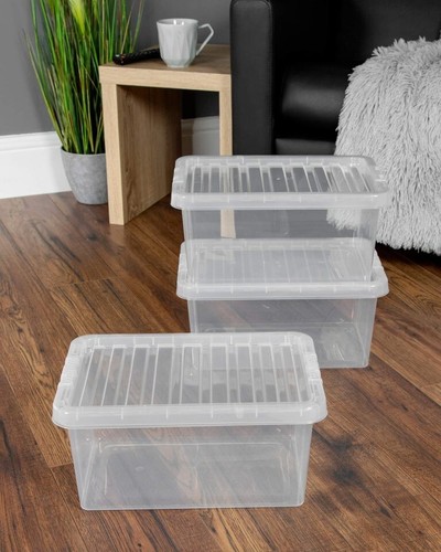Wham Crystal 11L Small Under Bed Plastic Storage Box With Lids Strong, Stackable - Picture 6 of 7