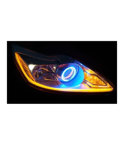 COPPIA TUBO FLESSIBILE FARI BICOLORE DRL LED LUCE DAYTIME BIANCA GIALLA 600mm - Foto 5 di 7