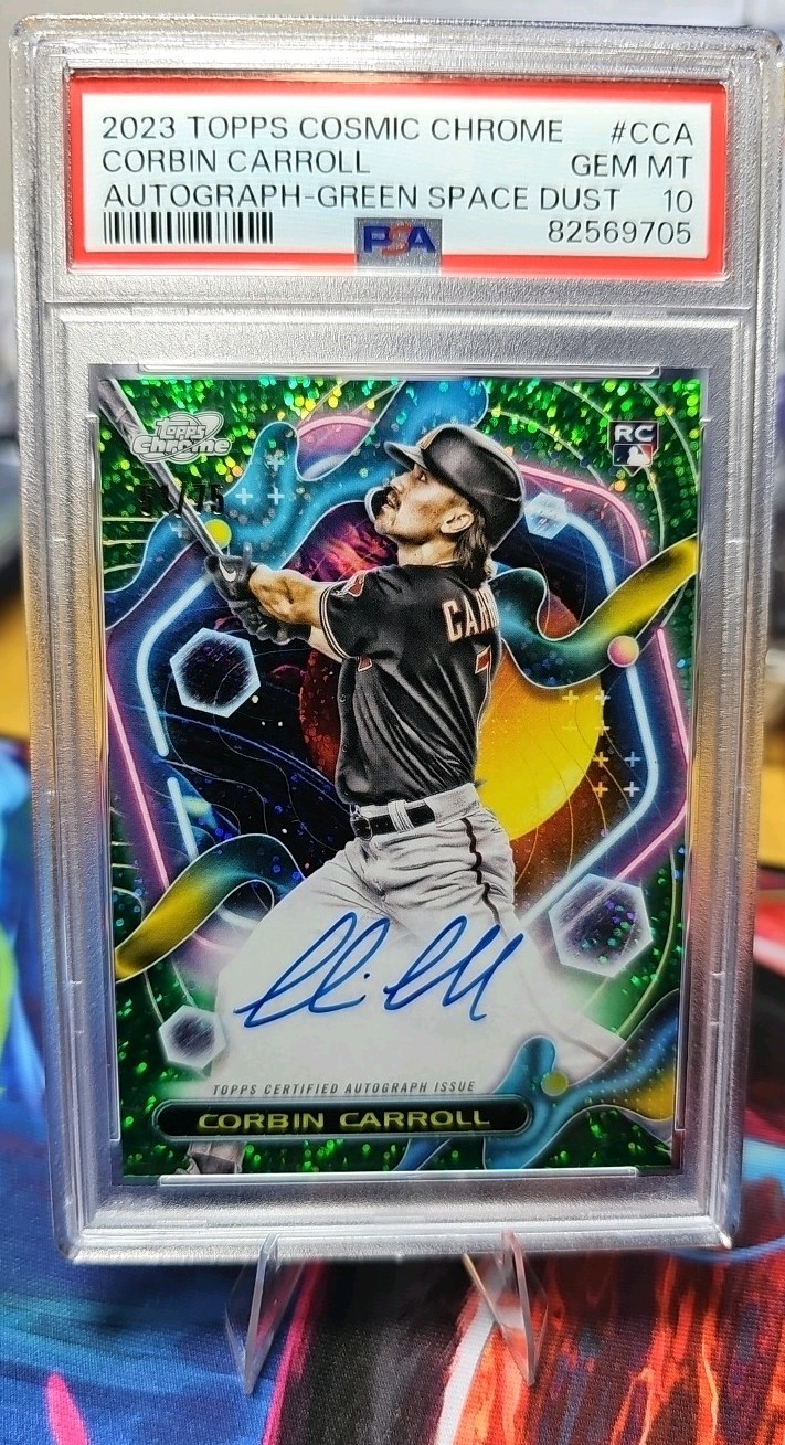 2023 Topps Cosmic Chrome Auto Corbin Carroll CCA-CCA Green Space Dust /75 PSA 10