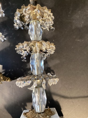 Vtg Mid Century Hollywood Regency Crystal & Brass Waterfall Table Lamp * - Picture 9 of 11