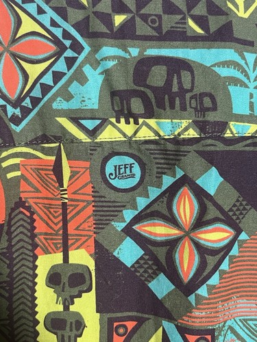 Jeff Granito Tikiland Jungle Juju Men’s XL Skulls Masks Tiki Hawaiian Button Up - Picture 11 of 16