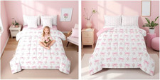 Pink Bow 7-Piece Queen Bedding  Comforter Set