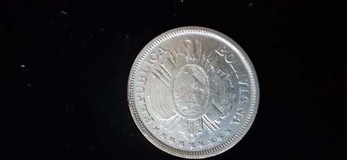 Bolivia 1892 PTS CB Medio Bo. 50 Centavos Silver Coin KM# 161.5, XF w/die crack - 第 4/4 張圖片