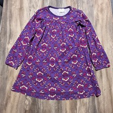 Hanna Andersson Girls Purple Floral Long Sleeve Dress Size 120 Kids 6 7