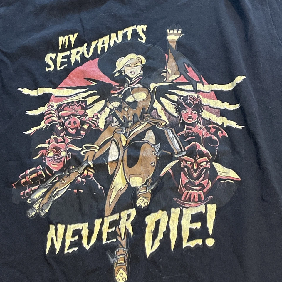 Camiseta Overwatch Halloween Mercy tamanho P Jinx My Servants Never Die OW2 Blizzard - Imagem 2 de 4