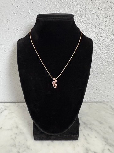 Vintage Avon SH 1995 Gold Tone Pink Austrian Crystals Pendant Necklace 15.5" - Bild 3 von 12