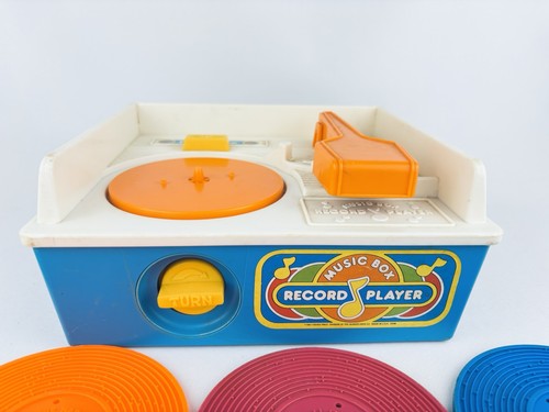 Fisher Price Spieluhr Plattenspieler 4 Schallplatten von 1987 Vintage funktioniert! Video! - Bild 3 von 10