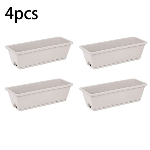 4PCS Rectangular Plastic Window Boxes for Flower and Vegetable Planting - Picture 3 of 31