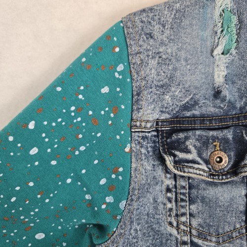 Evolution In Design Jean Jacket XL (18-20) Acid Washed Paint Splatter Denim - Picture 8 of 17