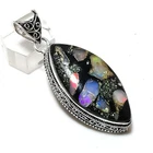 Natural Ethiopian Opal Gemstone 925 Sterling Silver Jewelry Pendant 2.44" r639