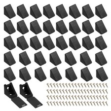 40pcs Plastic Corner Braces 0.83x0.83x0.67" L-Shape Bracket with Screws, Black