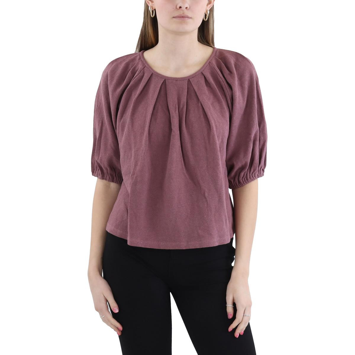 Укороченный льняной топ в складку Joie Womens Marina BHFO 1621