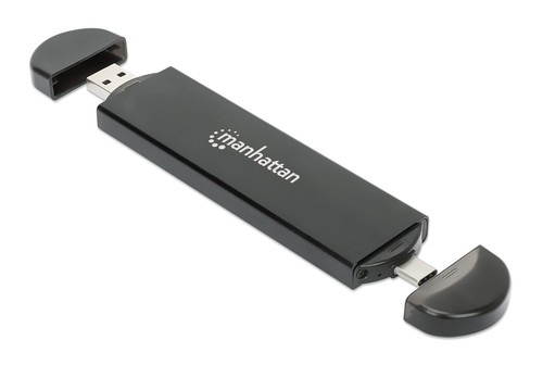 Manhattan USB zu SDD Schrank M.2 NVMe und SATA 130639 USB 3.2 Gen 2 Typ-C Stecke
