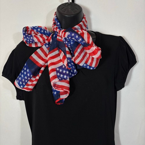 American Flag Long Scarf 60" x 12" Lightweight Patriotic USA Red White Blue - Picture 9 of 9
