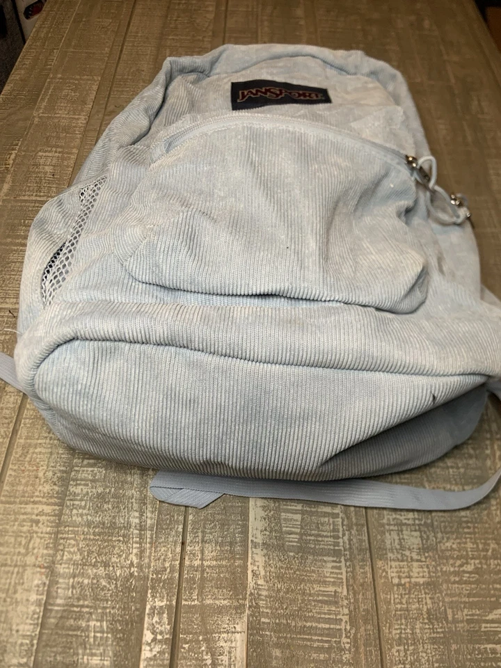 Mochila de pana azul claro Jansport Cross Town Plus escuela senderismo monopatín Foto 3 de 4