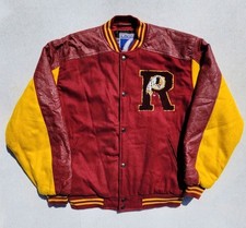 Vintage Washington Redskins Varsity Jacket 80s Logo 7 Letterman Leather Size Med