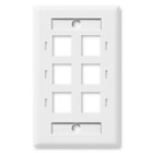 NavePoint Keystone Jack Wall Plate 6-Port, Single Gang, White, 10-Pack