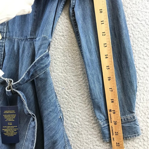 New Ralph Lauren Belted Cotton Denim Shirtdress Girl size 12 - Picture 8 of 12