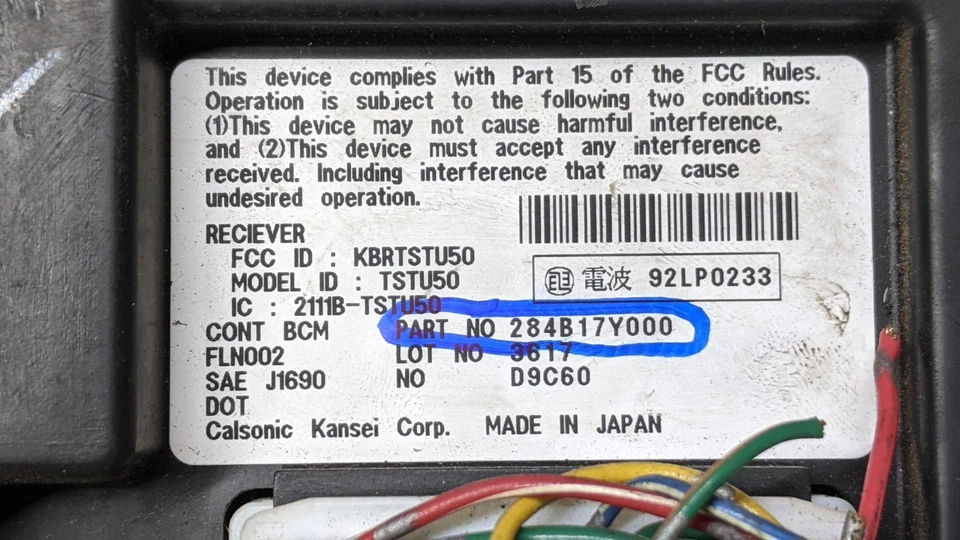 2004 2005 Nissan Maxima módulo de computador controle de corpo BCM BCU 284B17Y000 FABRICANTE DE EQUIPAMENTO ORIGINAL - Imagem 2 de 2