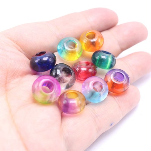 30/60pz Perline Distanziali Rondelle Acriliche - 14mm Colori Misti con Foro Grande 5,5mm - Foto 64 di 74