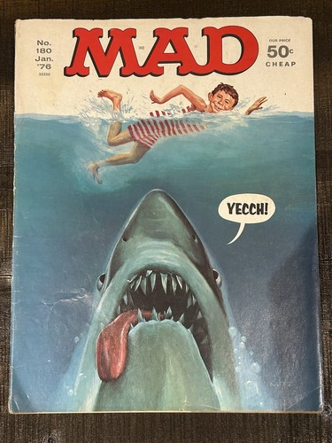 Mad Magazine #180 1976 Jaws parodia copertina staccata