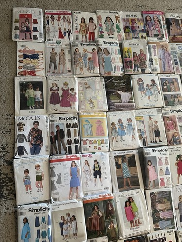 Huge Vtg. Sewing Patterns Lot Dresses Kids Dolls Pets Pants Tops Holiday Baby - Picture 2 of 10