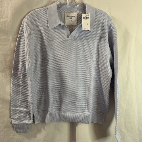 Abercrombie Kids Pale Blue Johnny Collar Sweater Polo 13/14 NWT Avery Unisex - Foto 1 di 7