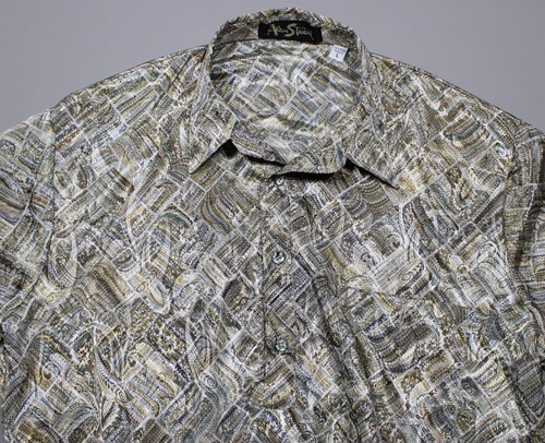 Camisa De Colección Alan Stuart Para Hombres L Jacquard Bandas Parte Inferior Hecha EE. UU. Años 90 Soprano - Imagen 2 de 7