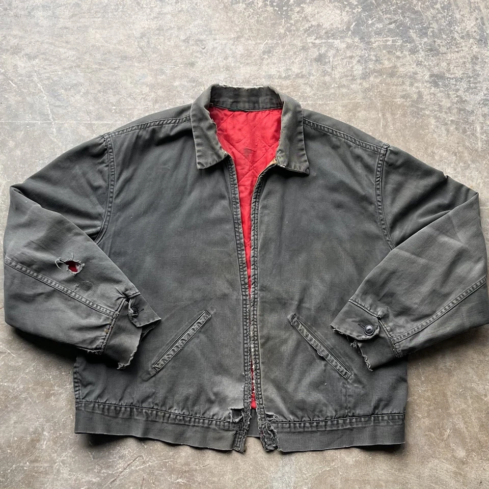 Chaqueta de Trabajo Vintage Años 60 Thrashed Twill Para Hombre Talla 50 Cuadrada XL Moda Envejecida Foto 2 de 4