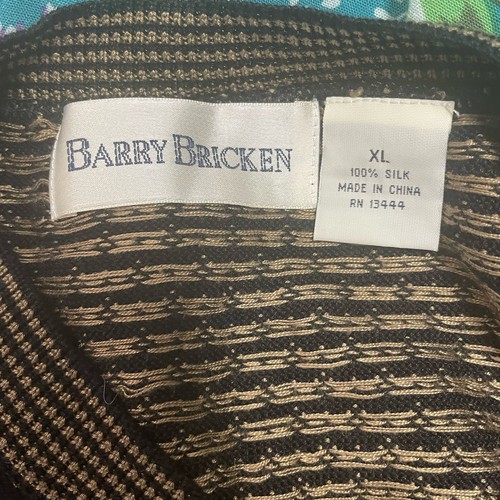 BARRY BRICKEN Herren Gr. XL 100% Seide Geo Pullover Weste Preppy Dark Academia Opa - Bild 4 von 5